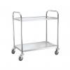 Carucior depozitare si servire cu 2 rafturi 910x590x(H)950 mm, corp inox, rafturi otel cromat,