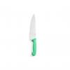 Cutitul bucatarului, certificat igiena HACCP, lama inox 24 cm, lungime totata cutit 38,5 mm, maner verde