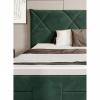 Pat boxspring PAVO 160, stofa catifelata verde inchis - Riviera 38, cu mecanism electric, saltele si topper