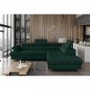 Coltar extensibil SELVA L, sezlong dreapta, stofa verde inchis - ELEMENT 12, 263x97/223x75/95 cm, lada, tetiere reglabile